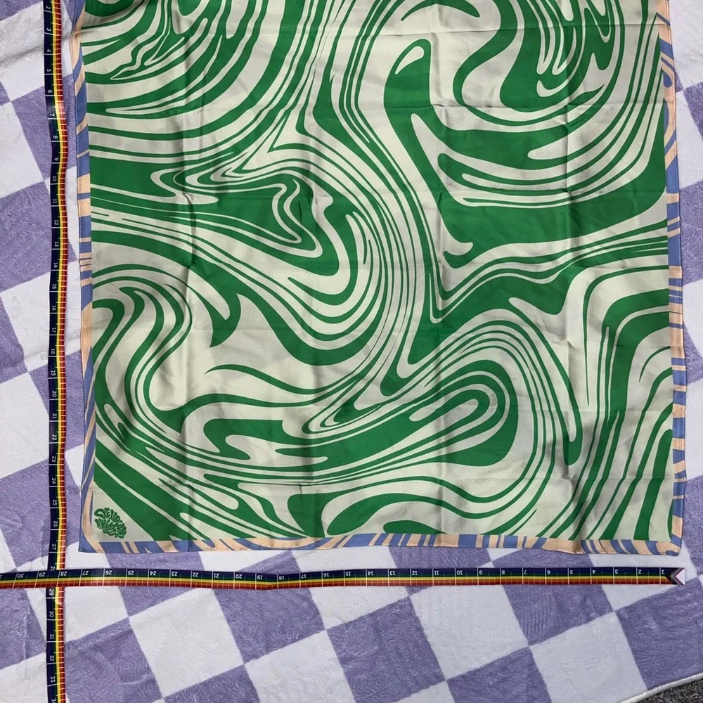 Luxury Fabric Wrap with spiral Pattern - satin green and cream